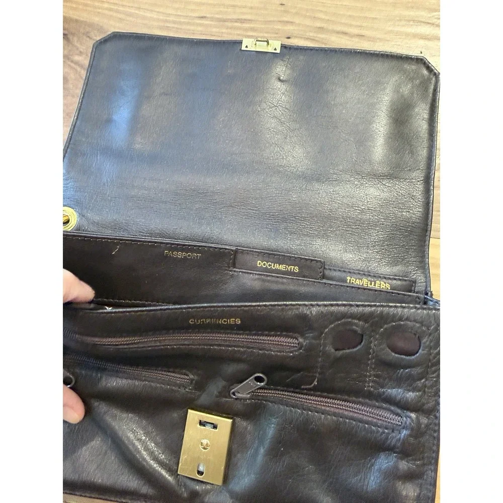Vintage Leather Travel Wallet Passport Document Organizer Wristlet Thailand